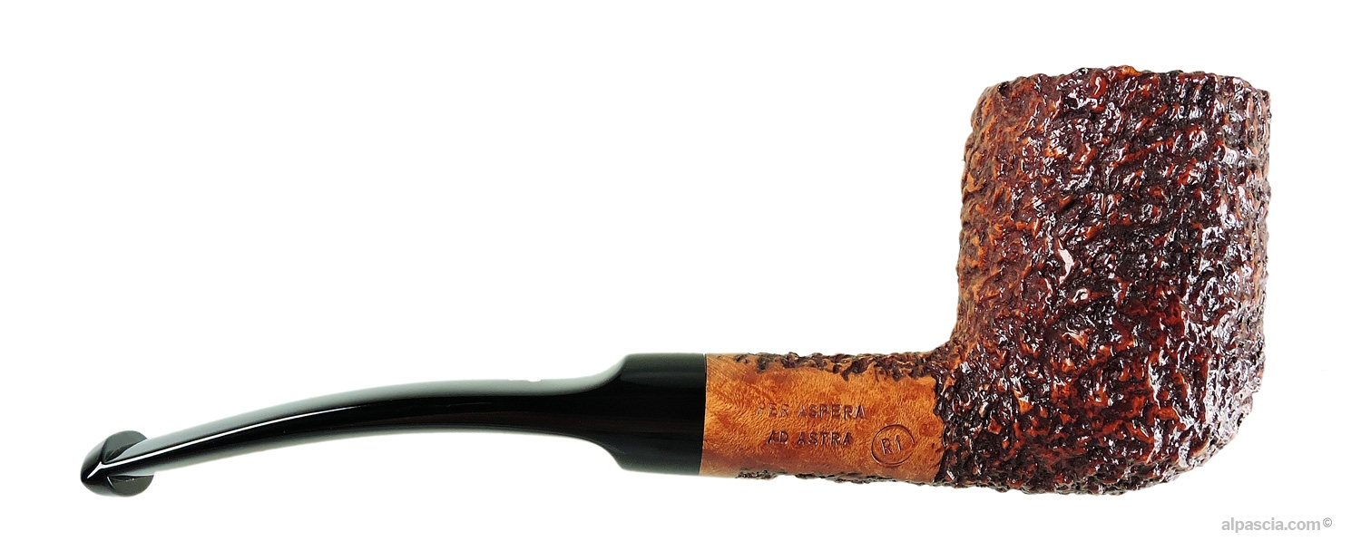 Ser Jacopo R1 Rusticated Pipe - Right side view showcasing the rugged organic surface of the sculpted bowl