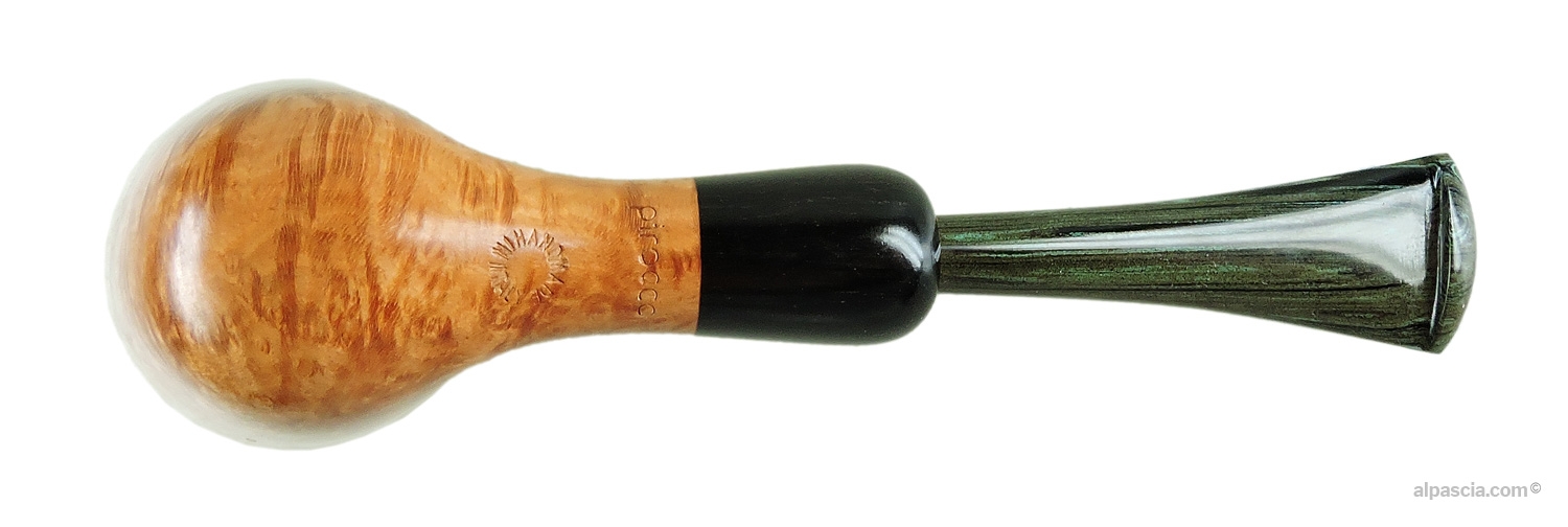Pirocco Smooth Natural Pipe - Bottom view of the shank displaying authentic maker maker stamps
