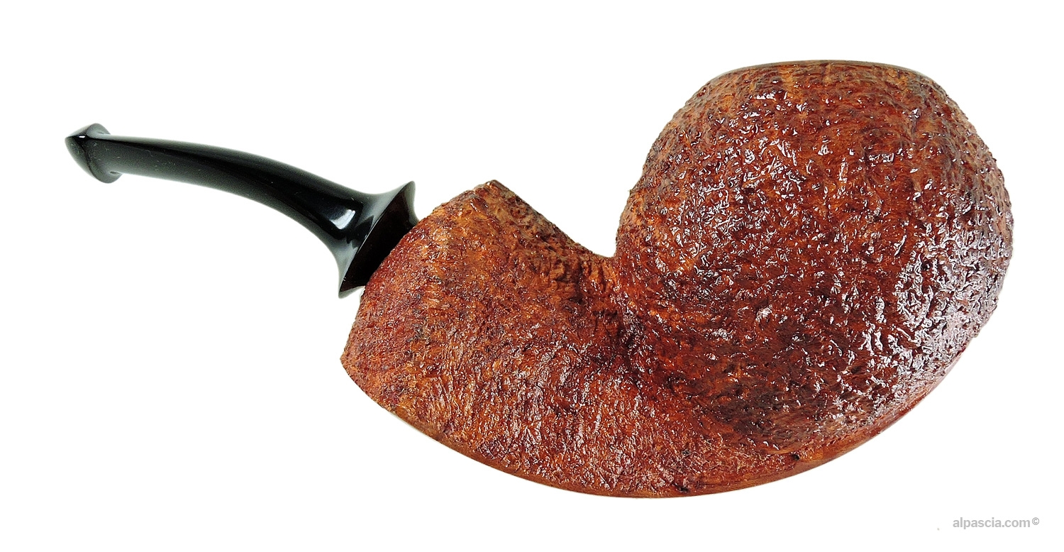 Ganci Bent Pipe - Right side view highlighting the rugged handmade texture and deep contrast stain