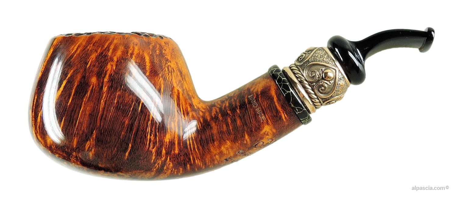 Peder Jeppesen Ida Boutique Gr 5 Pipe - Smooth bent freehand profile showcasing flawless vertical flame grain