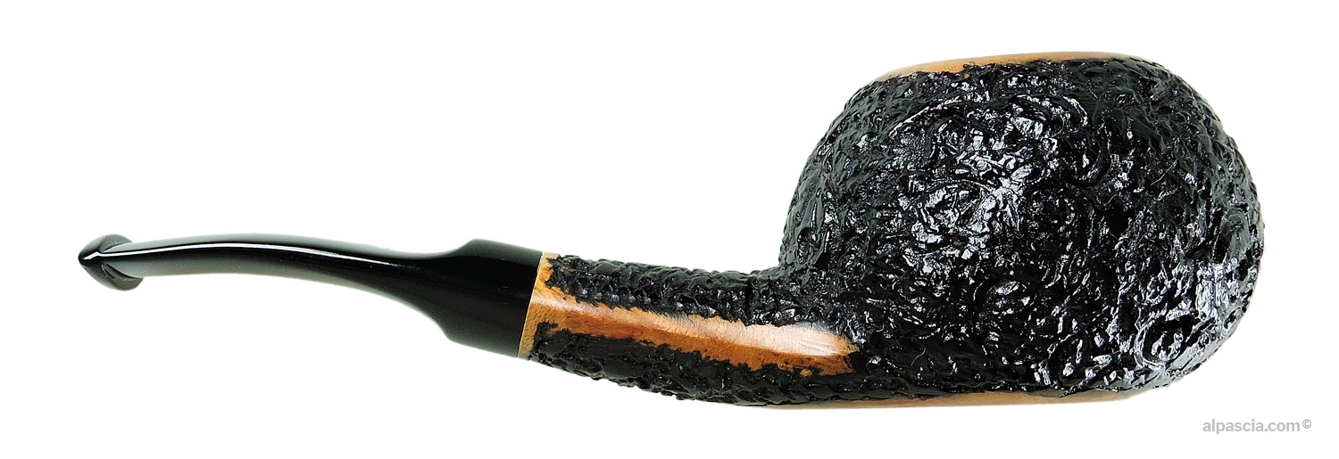 Valbruna 2 Jellyfish Freehand Pipe - Right side view highlighting rich flame grain among rugged textures