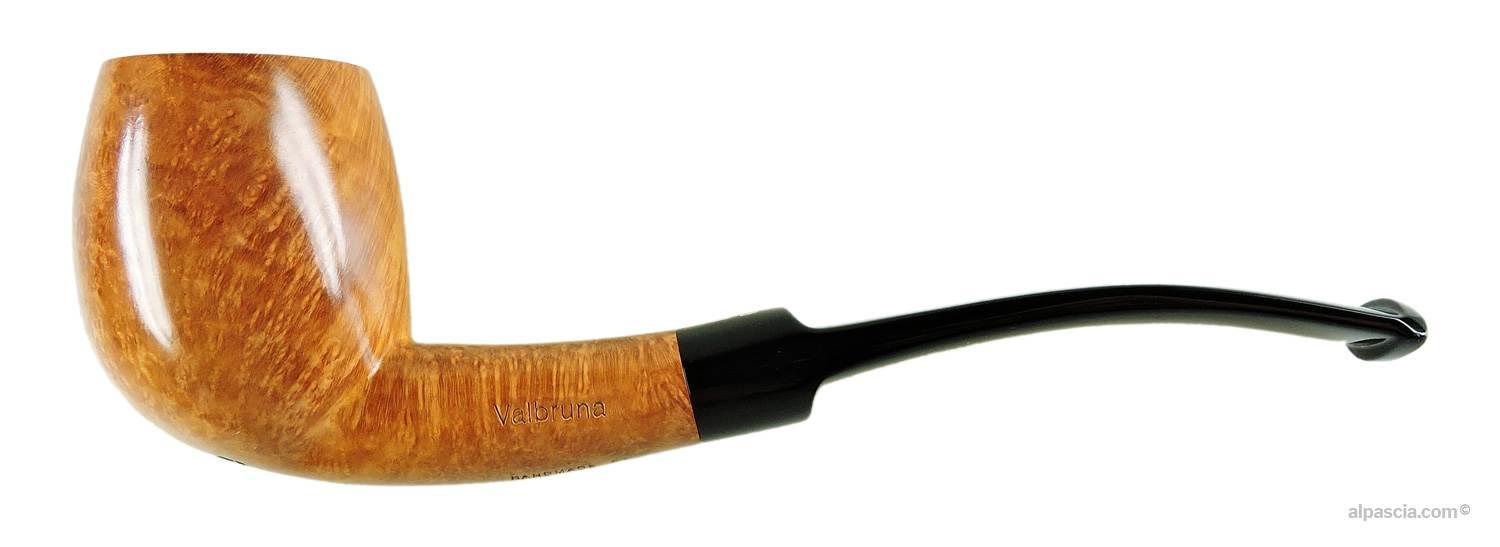 Valbruna 1 Jellyfish Pipe - Smooth light semi-bent profile showcasing dense vertical flame grain