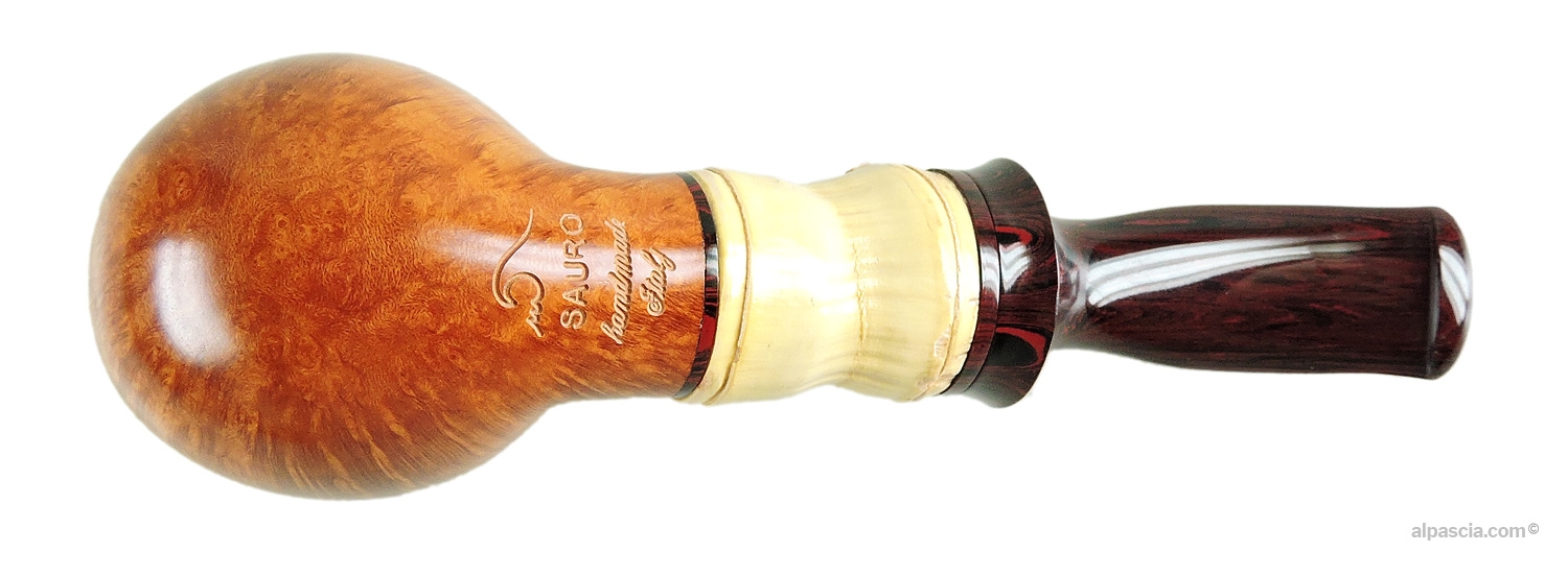 Sauro Smooth Natural Pipe - Bottom view of the shank displaying authentic artisan Sauro maker stamps