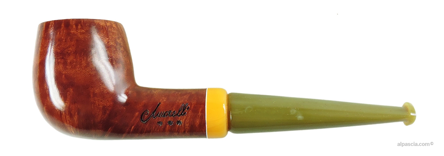 Amorelli 3 Stars Pipe - Straight smooth Apple profile showcasing premium flame grain and natural horn stem