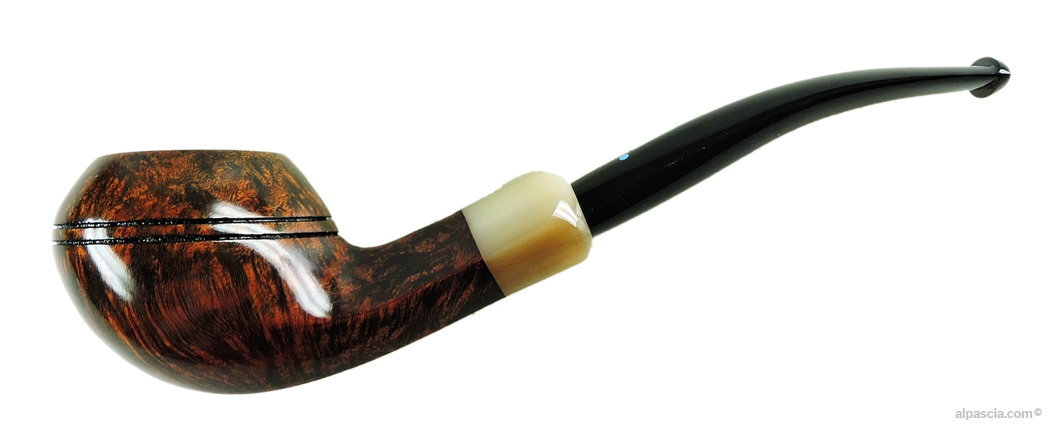 Pipa Sasieni 4 Dot Walnut - Profilo curvo Rhodesian liscia color noce con cannello romboidale