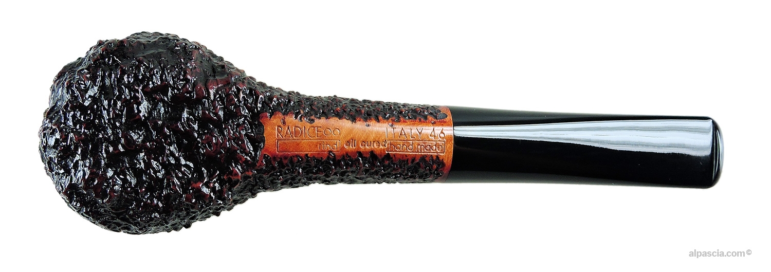 Radice Rind Oil Cured Pipe - Bottom view of the linear shank showing authentic Radice maker stamps