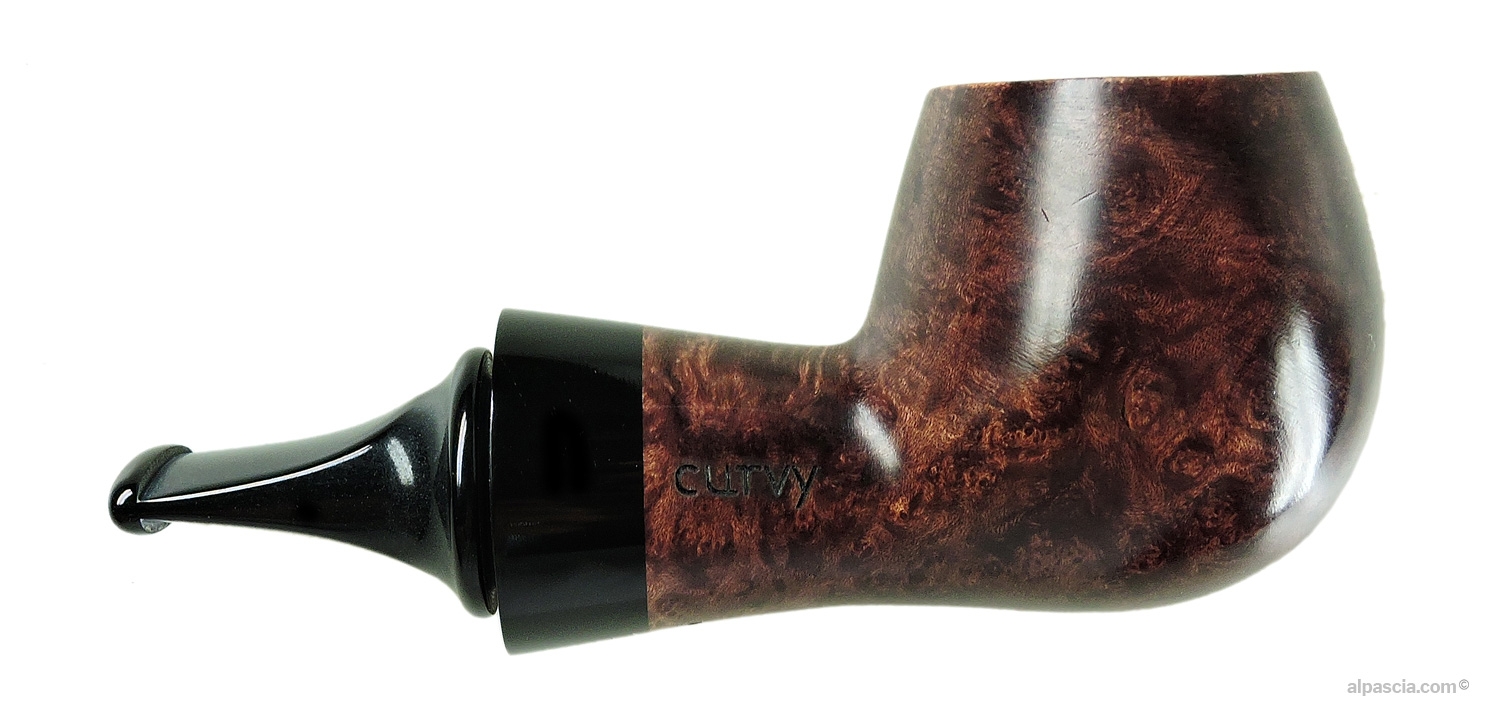 Pipa Al Pascià Curvy Walnut Modello 02 - Vista destra che mostra la venatura pulita e lo spessore del cannello