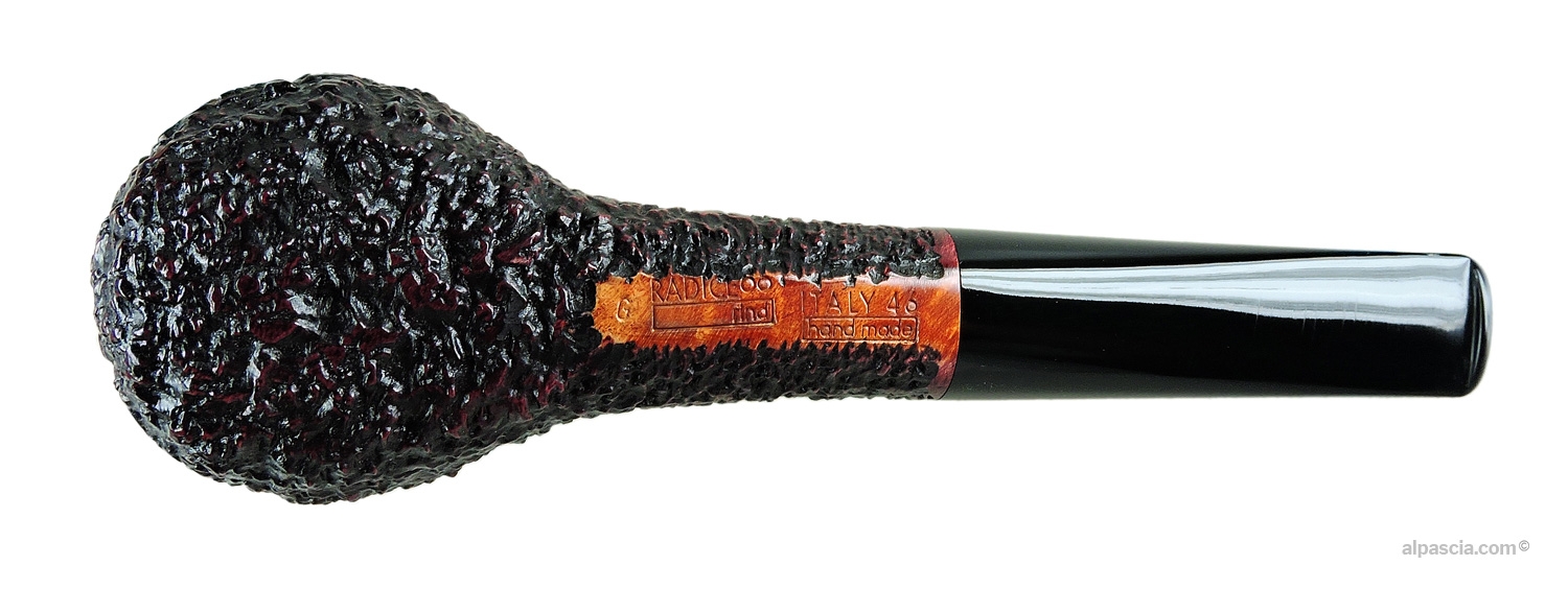 Pipa Radice Rind G - Vista inferiore del fusto con la punzonatura Radice Rind, Hand Made e la lettera G