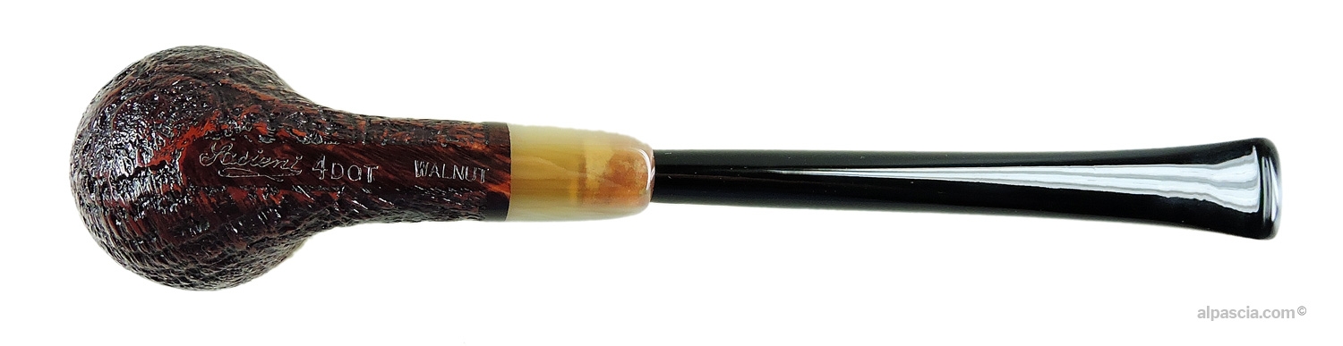 Sasieni 4 Dot Walnut Pipe - Bottom view displaying the deep sandblasted texture and official stamping