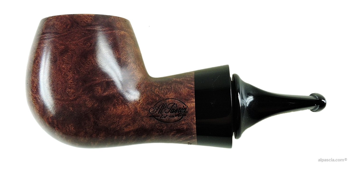Al Pascià Curvy Walnut 02 Pipe - Smooth chubby profile with rich walnut finish and Reverse Calabash system