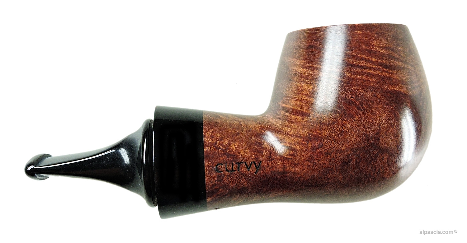Al Pascià Curvy Walnut 02 Pipe - Right side view highlighting the plump curves and warm briar stain