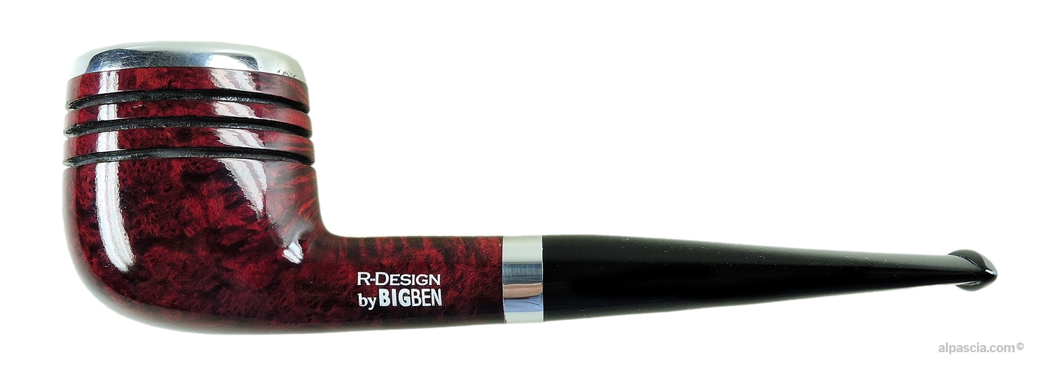 Pipa Big Ben R-Design 2 Tone Red - Profilo dritto Pot liscio rosso con salvafiamma superiore in metallo