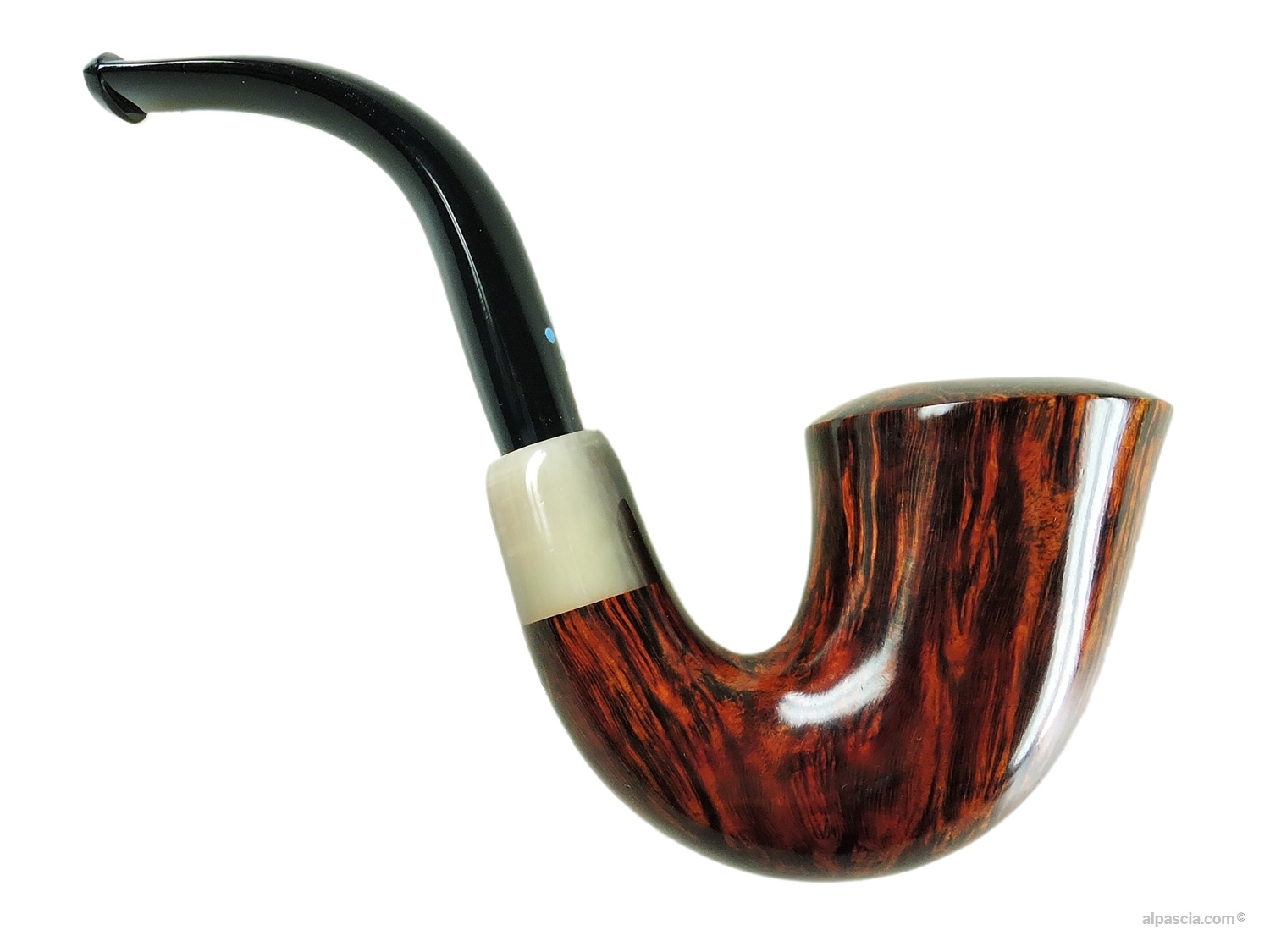 Sasieni 4 Dot Walnut Pipe - Right side view highlighting the smooth grain and signature 4-dot inlay