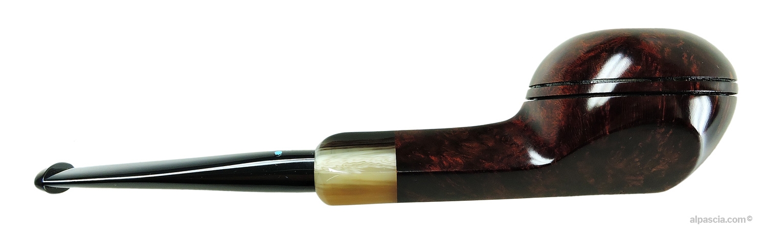 Sasieni 4 Dot Walnut Pipe - Right side view highlighting the double bead Rhodesian lines and 4-dot inlay