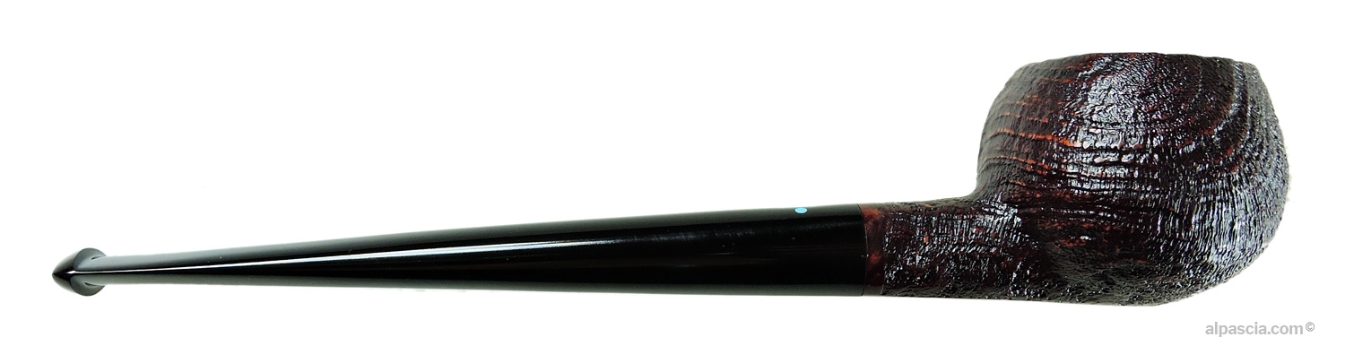 Sasieni 4 Dot Walnut Pipe - Right side view highlighting the deep ring grain sandblasting and 4-dot inlay