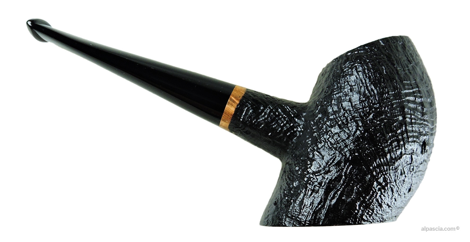 Valbruna Sandblasted 1 Jellyfish Pipe - Right side view highlighting the natural briar ring grain