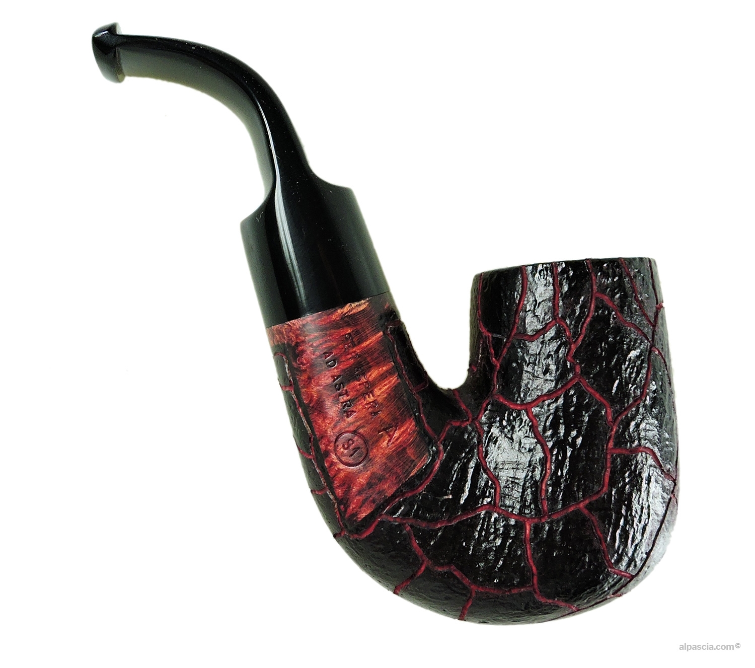 Ser Jacopo S1 Maior A Pipe - Right side view showcasing deep sandblasted briar texture