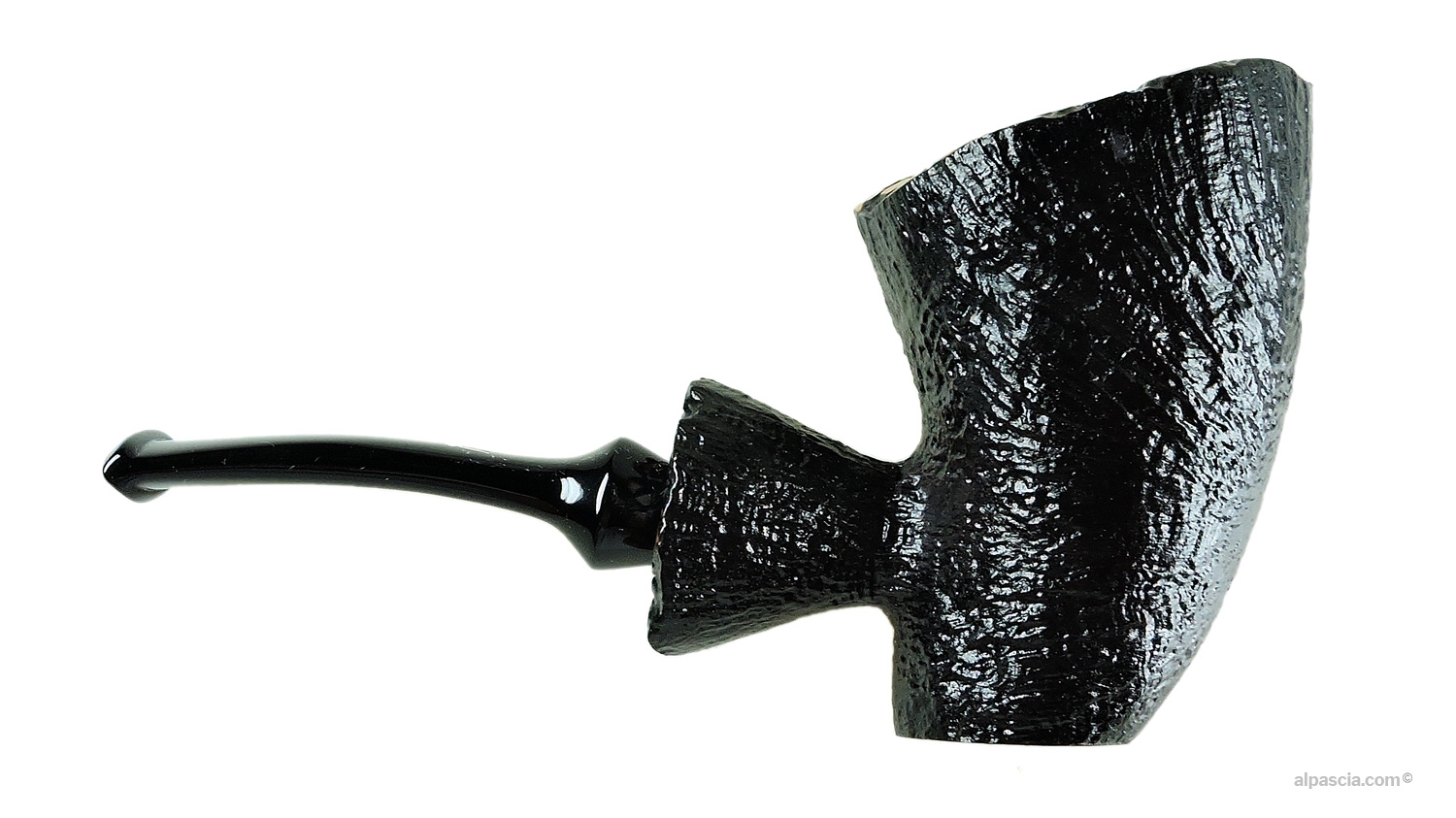 Valbruna Sandblasted 1 Jellyfish Pipe - Right side view highlighting natural ring grain texture