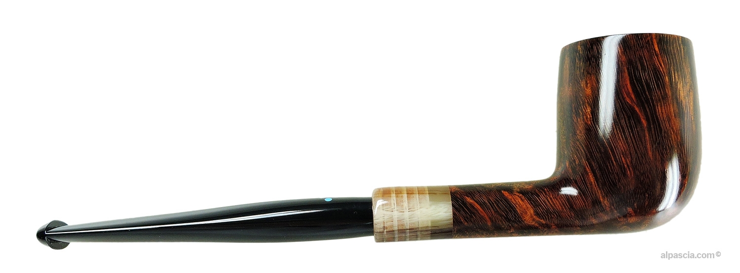 Pipa Sasieni 4 Dot Walnut Root - Vista destra che evidenzia le venature fiammate della radica noce