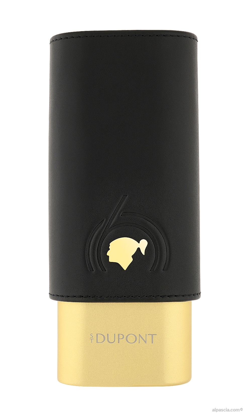 Custodia S.T. Dupont Cohiba 183472 - Vista frontale in pelle nera con dettagli e logo Cohiba