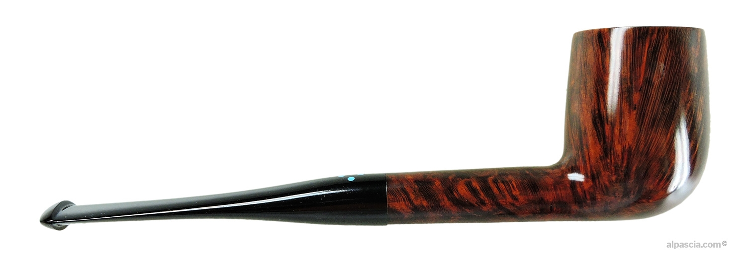 Pipa Sasieni 4 Dot Walnut Root - Vista destra che risalta le venature verticali e la lucidatura noce