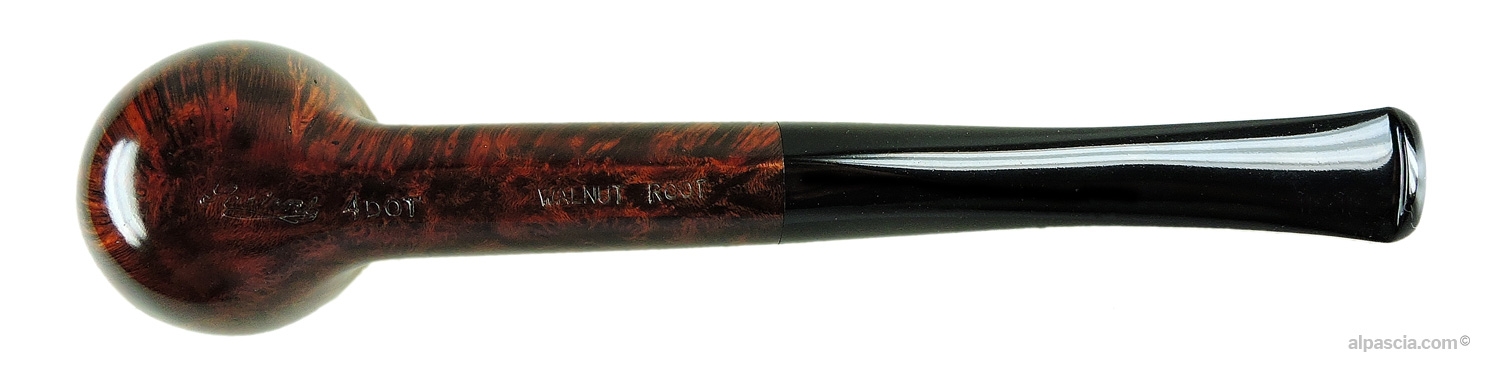 Pipa Sasieni 4 Dot Walnut Root - Vista inferiore del fusto dritto con i punzoni ufficiali Sasieni 4 Dot