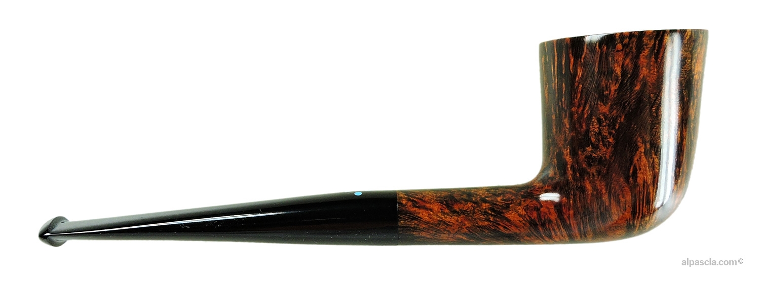 Pipa Sasieni 4 Dot Walnut Root - Vista destra che risalta le venature fiammate del fornello svasato