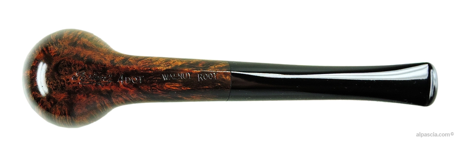 Pipa Sasieni 4 Dot Walnut Root - Vista inferiore del fusto dritto con i punzoni ufficiali Sasieni 4 Dot