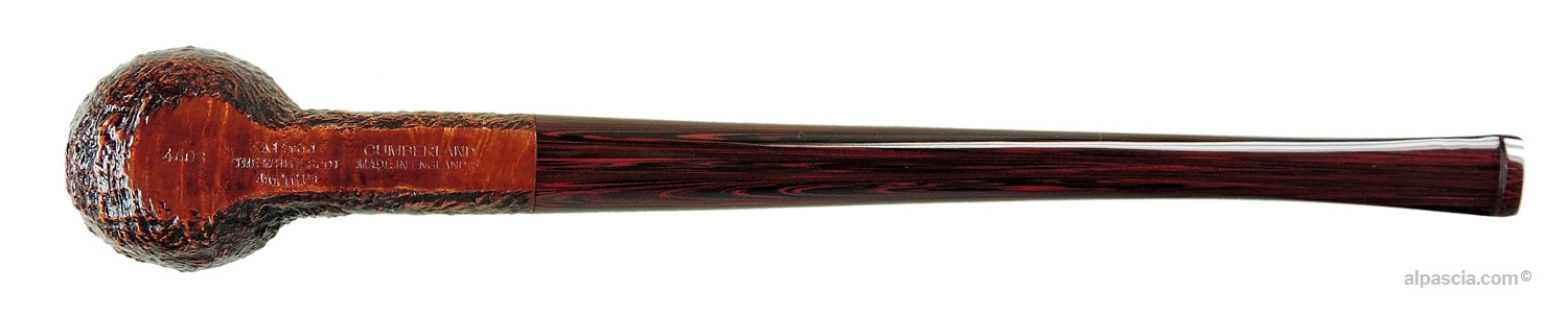 Pipa Dunhill Churchwarden Cumberland 4603 - Vista inferiore del fusto con le punzonature ufficiali Dunhill