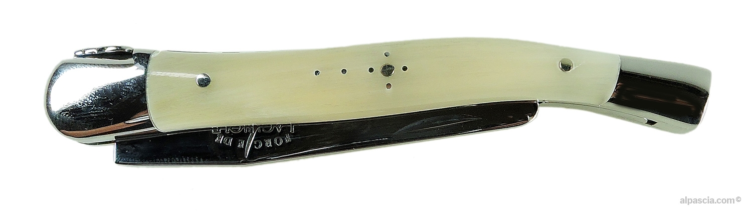 Forge de Laguiole Pipe Tamper - Closed profile with blonde light horn handle scales and stainless steel