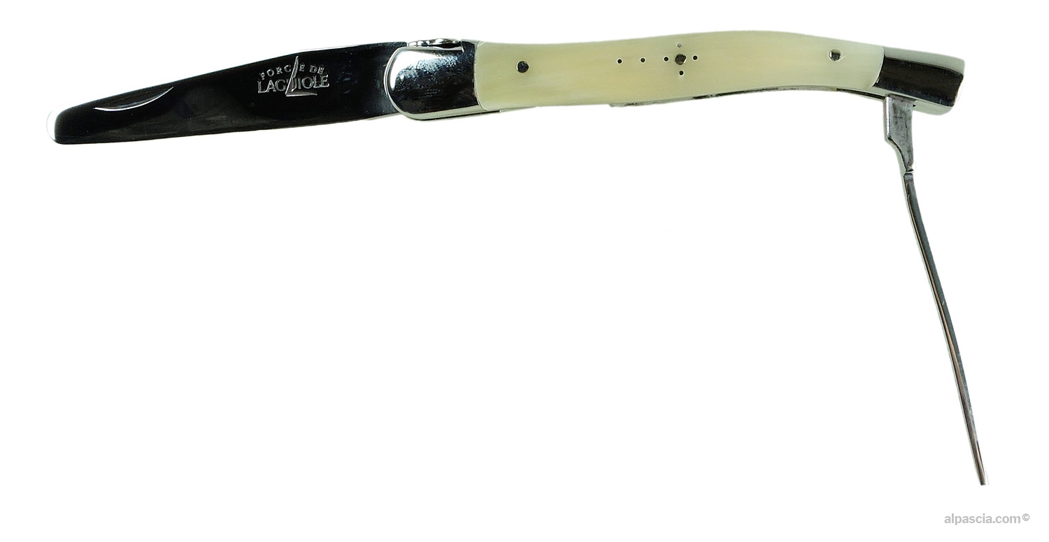 Forge de Laguiole Pipe Tamper - View with all stainless tools extended: tamper, reamer, and pick