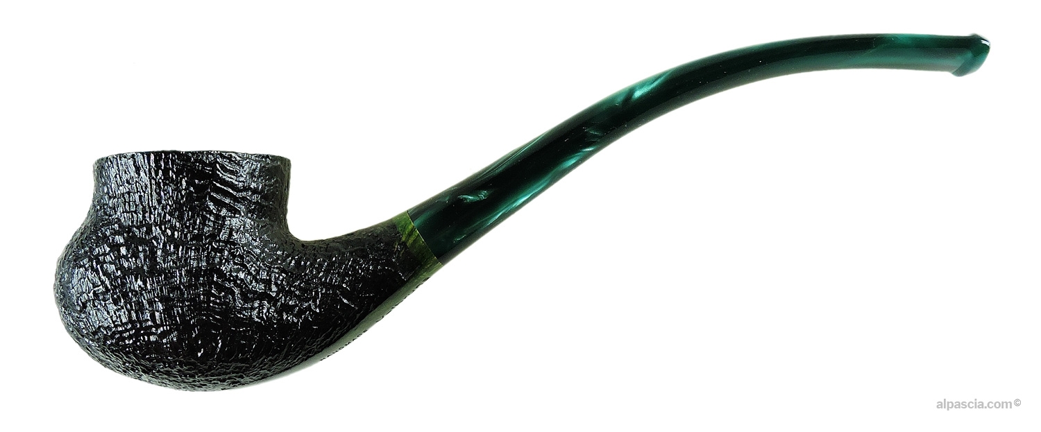 Valbruna 1 Jellyfish Pipe - Bent freehand profile with deep sandblasted texture and marbled acrylic stem