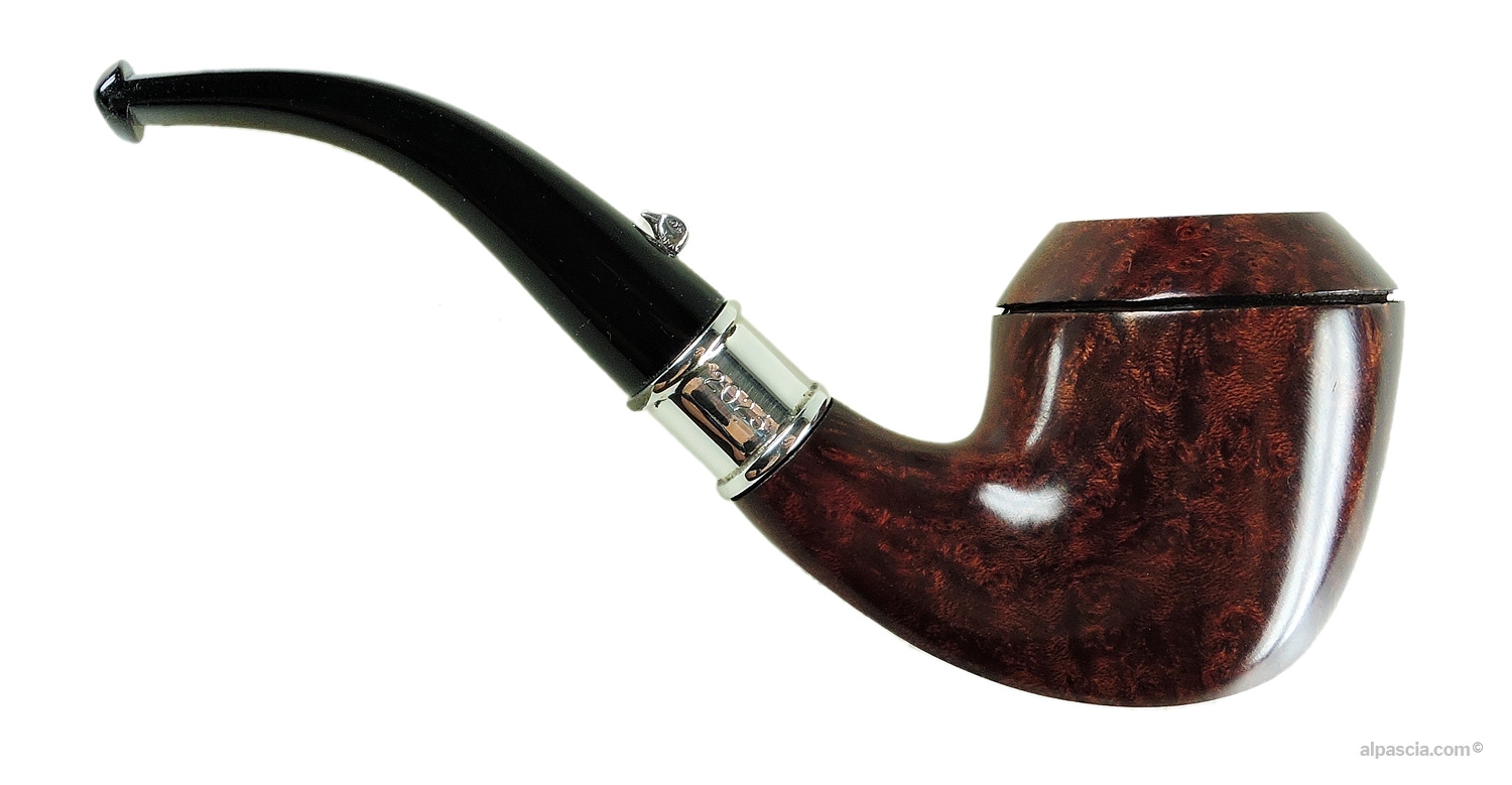 L'Anatra Calenda 2023 Pipe - Right side view highlighting dense flame grain and mirror-polished silver ring