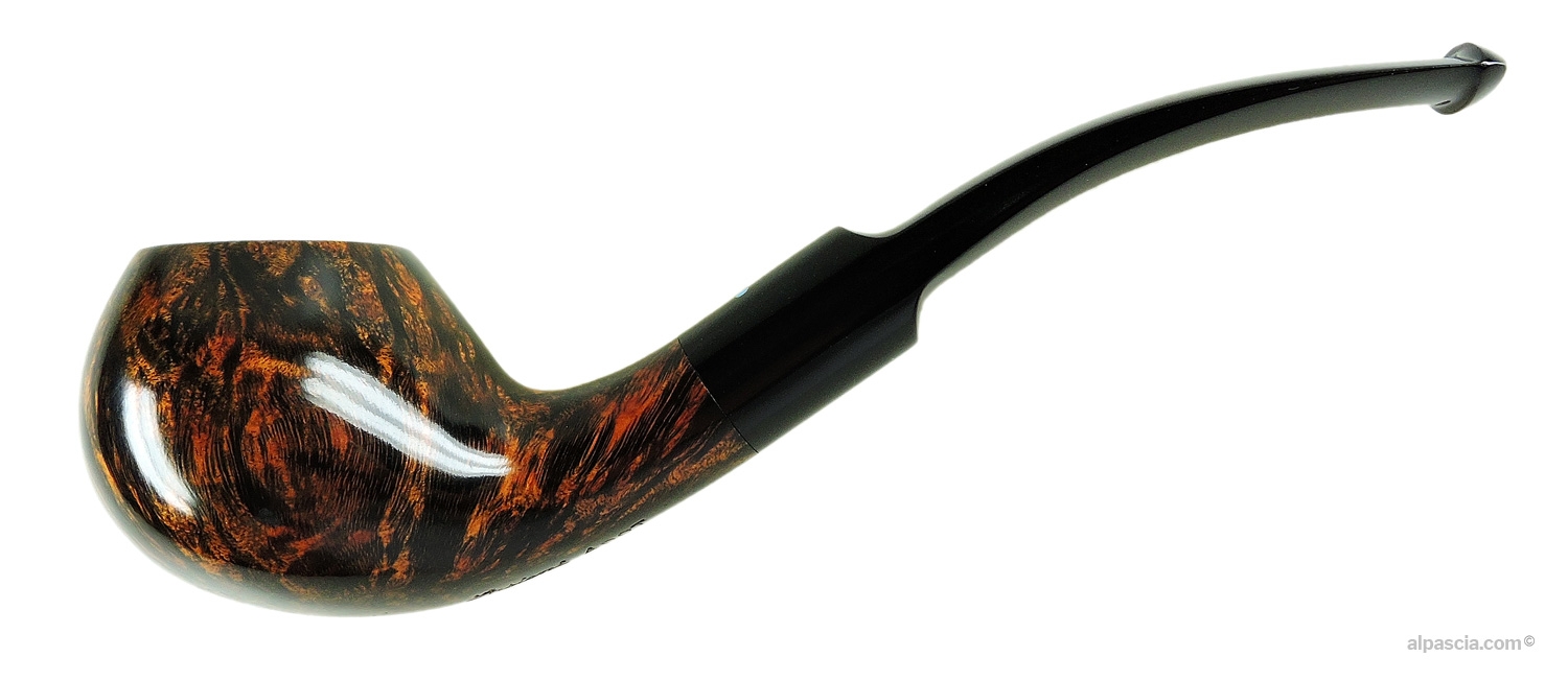Sasieni 4 Dot Walnut Root Pipe - Smooth bent profile in rich walnut briar with black saddle ebonite stem