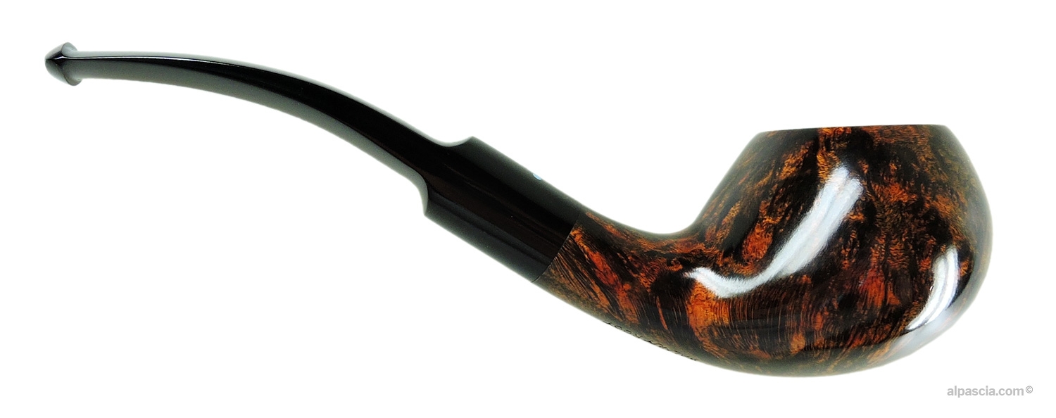 Sasieni 4 Dot Walnut Root Pipe - Right side view highlighting rich walnut stain and curved shank architecture