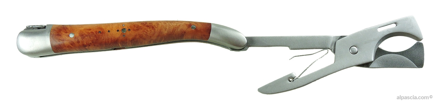 Tagliasigari a Forbice Forge de Laguiole - Vista con lame aperte in acciaio satinato pronte al taglio
