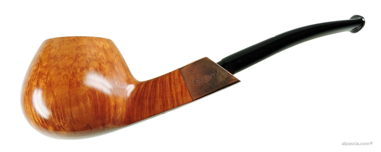 Pipa Caminetto Event Natural 2016 - Profilo Brandy curvo liscio naturale con ghiera in ottone e bocchino in acrilico