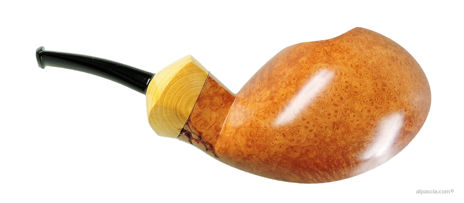 Ganci 2F Smooth Bent Blowfish Pipe - Right side view highlighting organic sculptural paneling and grain flow