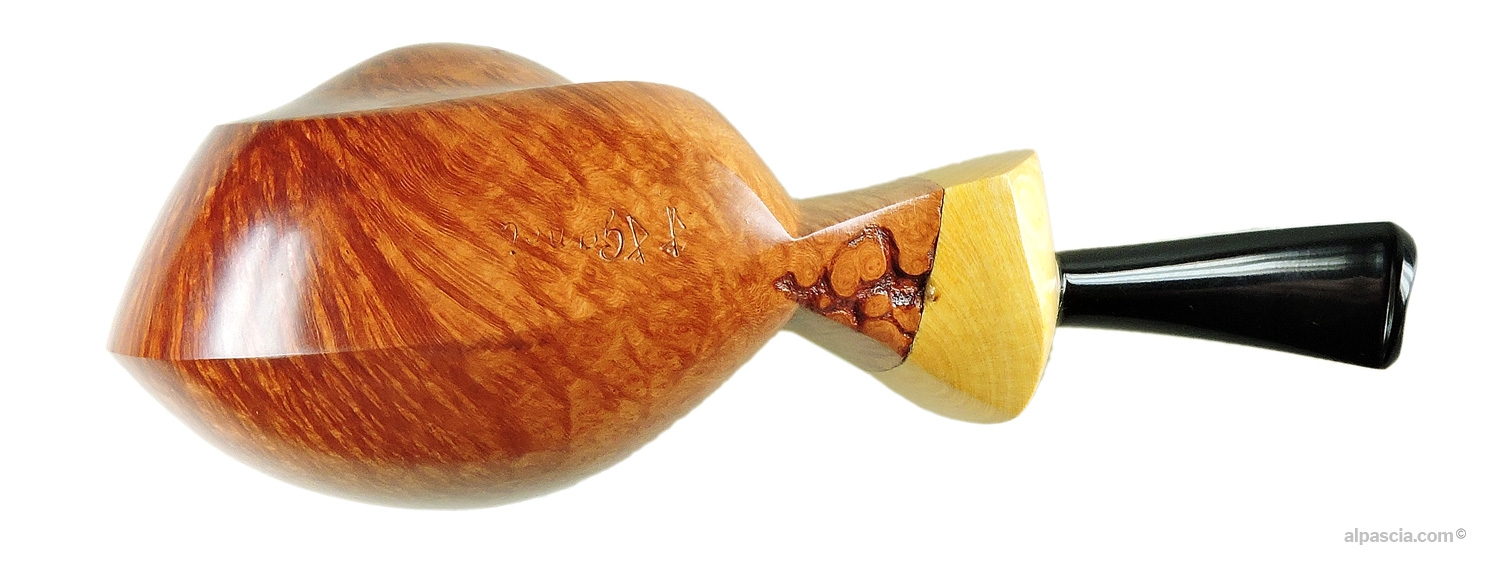 Ganci 2F Smooth Bent Blowfish Pipe - Bottom view displaying official Ganci 2F maker stampings on the shank