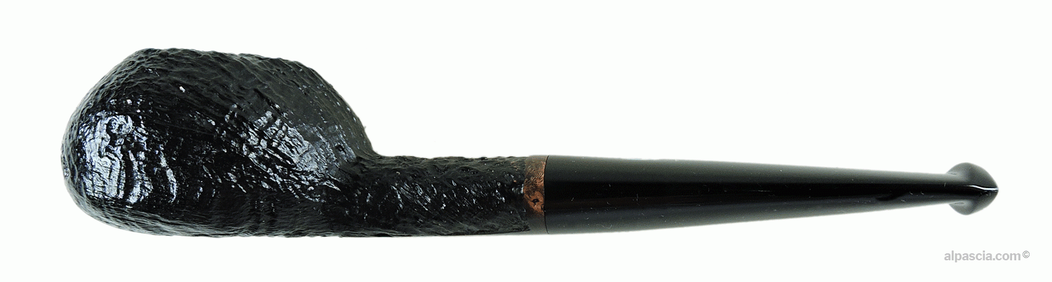 Valbruna 1 Jellyfish Sandblasted Pipe - Straight Tomato profile in black sandblasted briar with ebonite stem