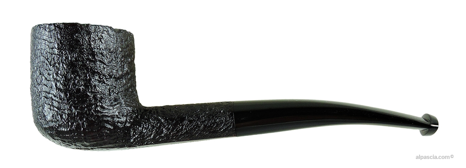 Dunhill The White Spot Ring Grain 5406 Pipe - Semi-bent Pot sandblasted profile with black ebonite stem and White Spot