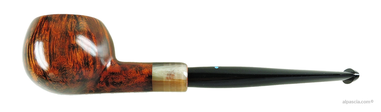 Sasieni 4 Dot Walnut Root Pipe - Straight Apple profile in smooth dark briar with horn ring and army mount stem