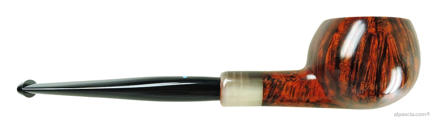 Sasieni 4 Dot Walnut Root Pipe - Right side view highlighting rounded bowl contours and walnut grain finish