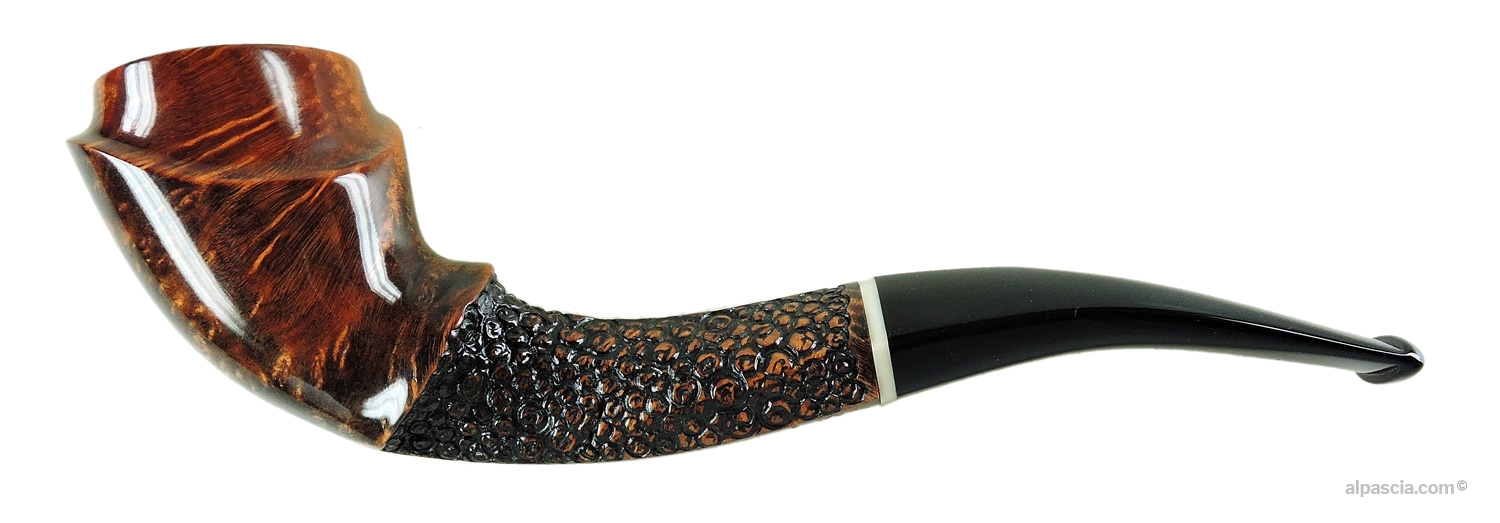 Arzuaga Freehand Semi-Bent Pipe - Semi-rusticated profile with organic briar geometry and acrylic stem