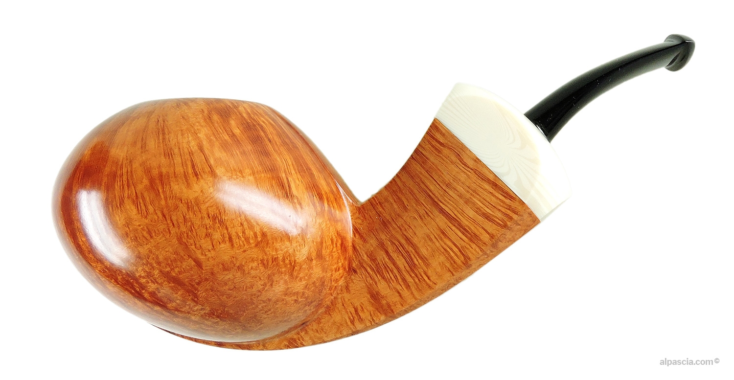 Ganci 2F Smooth Bent Pipe - Bent Tomato profile in light smooth briar with galalith ring and black ebonite stem