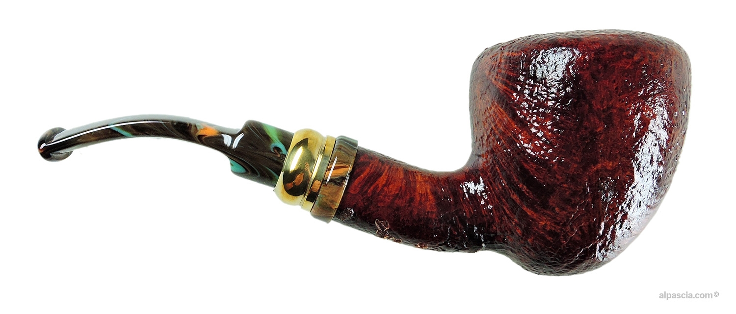 Neerup Classic Gr. 2 Bent Pipe - Right side view highlighting deep sandblasted grain and conical Acorn bowl