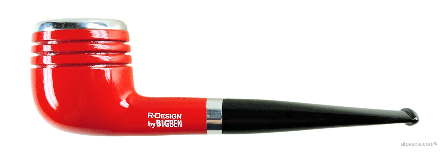 Big Ben R-Design Red Polish Pipe - Straight Pot profile in smooth red briar with metal rim guard and acrylic stem