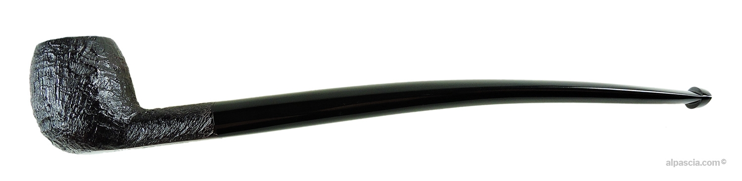 Dunhill Churchwarden Shell Briar 4601 Pipe - Semi-bent black sandblasted profile with long ebonite stem