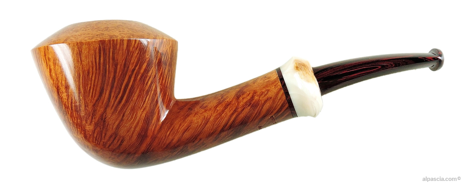 Pipa Mimmo Romeo Dublino Semicurva - Profilo liscio con ghiera in dente di facocero e bocchino in cumberland