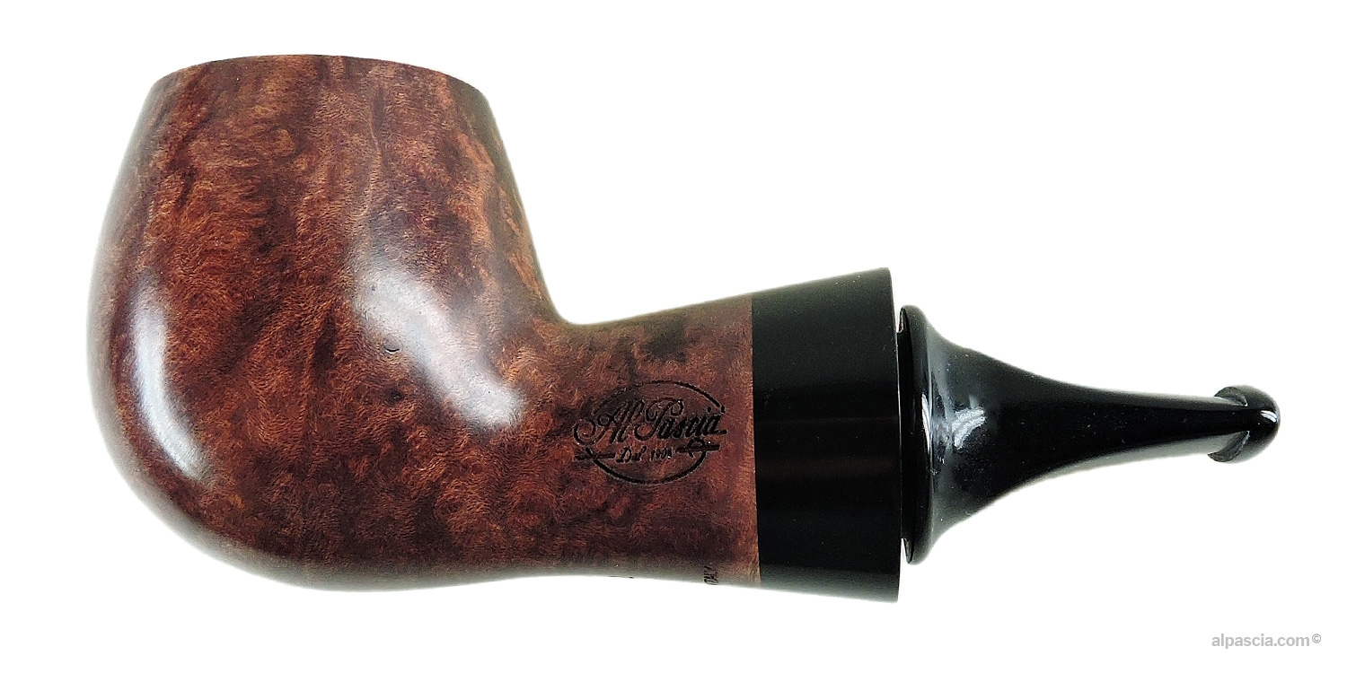 Al Pascià Curvy Walnut 02 Pipe - Straight profile in smooth walnut briar with Reverse Calabash system and black stem